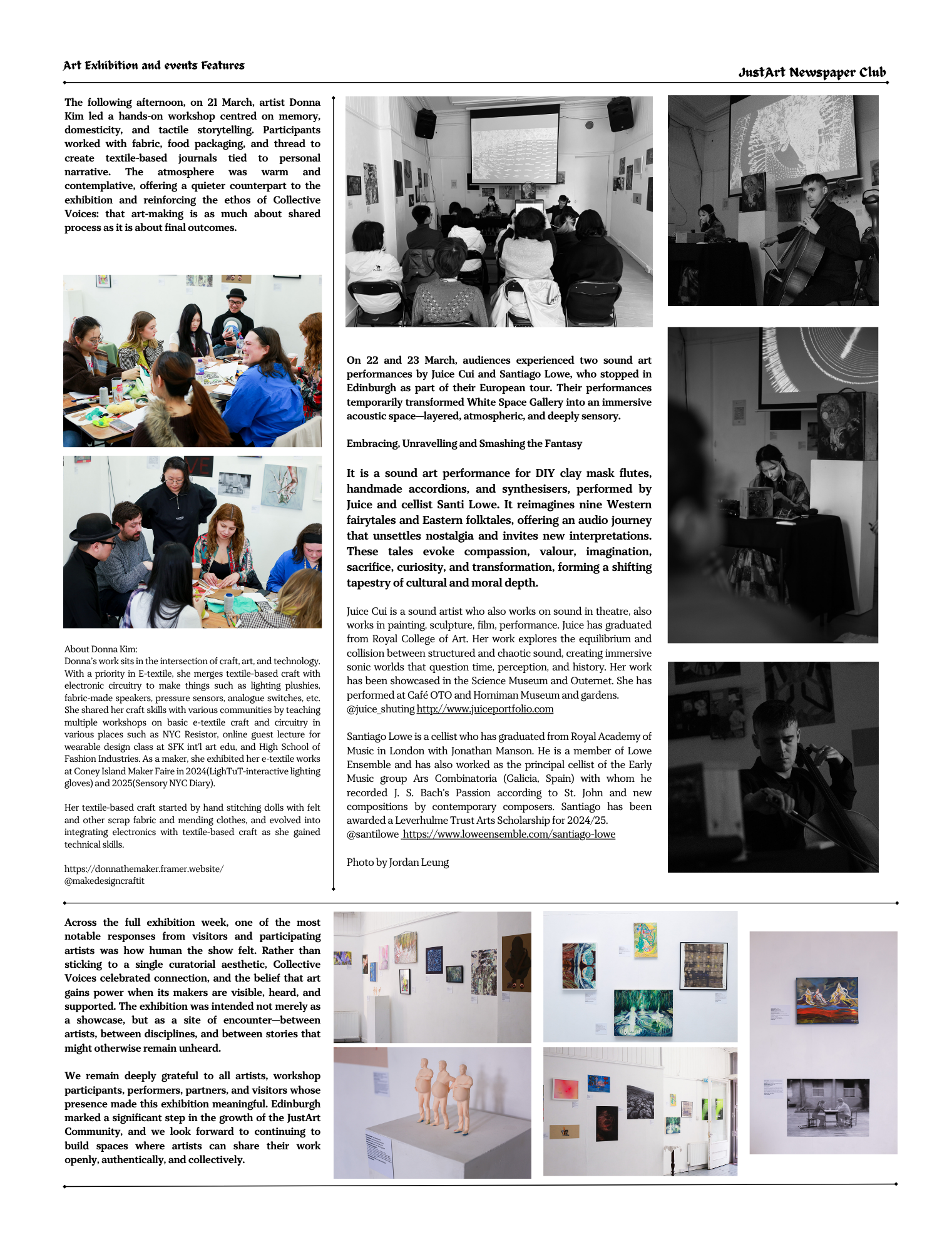 JustArt Newspaper Club publication documenting Collective Voices, page 2